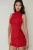 Hoge Hals Mouwloze Strakke Jumpsuit met Strik Taille Detail