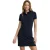 Marineblauwe korte jurk met korte mouwen, polokraag en Rigby Go-logo