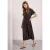Street One Dames Midi-jurk met bowlingkraag en print in Bruin