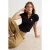 TRENDYOLMİLLA Dames Zwart Grafisch Kort Getailleerd Blouses