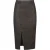 Donkerbruine midi-rok met jeans-effect wassing – Split aan de voorkant, verborgen rits