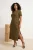 Trendyol Curve Dames Kaki Effen Midi Kort Casual Recht Grote maten Jurk