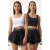 Slim Fit Geribbelde Crop Blouse met Vierkante Kraag