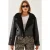 Faux leren cropped jasje met sjaalkraag
