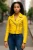 Dames geel cropped Brando leren bikerjack – Durban