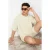 TRENDYOL MAN Heren Ecru Effen Kort Oversized T-shirts