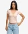 Gathered V-neck Crop T-shirt Slanke Pasvorm Pink