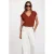 Morgan top met glitters – cognac