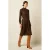 King Louie vintage midi A-lijn jurk met col – bruin