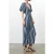 French Connection Fran Lizzie Puff Slv Midi Dres Blue Stripe