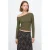 MANGO TEEN one shoulder gebreide top – olijfgroen