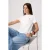 TRENDYOLMİLLA Dames Ecru Grafisch Kort Regular fit T-shirts