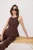TRENDYOLMİLLA Dames Bruin Effen Mouwloos Peplum Blouses