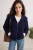 TRENDYOLMİLLA Dames Donkerblauw Effen Driekwart mouw Loszittend Vesten