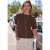 Street One Studio Dames Basic Shirt met korte mouwen en ronde hals in Bruin