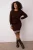 Trendyol Curve Dames Bruin Gestreept Kort / Mini Lang Casual Bodycon Grote maten Jurk