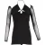 Mini-jurk met halternek van chiffon met uitgesneden kanten details en zelfportretmotief, in zwart polyester.