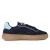 Tamaris Dames Marineblauwe Leren Fashion Stripe Veterschoenen