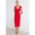 TRENDYOLMİLLA Dames Rood Effen Midi Kort Bodycon Jurken