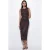 Gestipte Midi Tulle Jurk met Ronde Hals