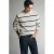 Mango Man katoenen relaxed fit gebreide gestreepte trui – pastelgrijs