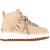 Chloé Lilli Nubuck Platform Enkellaarsjes in Beige Schapenvacht