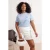 Trendyol Curve Dames Blauw Geborduurd Kort Regular fit Grote maten T-shirts