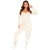Missy Empire Damesbodysuit met cups en geribde lange mouwen (Crème)