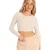 Missy Empire Crop-top met ronde hals en lange mouwen voor dames (Steen)