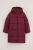 WE Fashion – Meisjes gewatteerde lange jas met capuchon – Regular fit – Donkerrood –