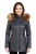 Damesblauwe gewatteerde leren parka-jas in marineblauw – Bowen
