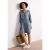 Street One Dames Knielange jurk met ruches in denimlook in Blauw