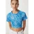 Abstracte Print Korte Mouw Slim Fit Crop Blouse