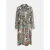 Mucho Gusto Zijden jurk lerici beige met slangenprint en kleurrijke broches