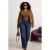 Trendyol Curve Dames Blauw Effen Wijde pijp Hoge taille Grote maten Jeans
