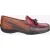 Cotswold Biddlestone Leren Dames Loafers In Kastanjebruin/Tan/Wijnrood