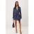 TRENDYOLMİLLA Dames Donkerblauw Effen Kort / Mini Lang Casual Double-breasted Jurken