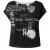 Zwart-witte top met grafische print en moderne straatstijl