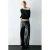 MANGO TEEN imitatieleren coated broek – zwart