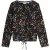 White Stuff Tasha Tie Hem Top Black Printed