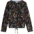 White Stuff Tasha Tie Hem Top Black Printed