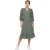Only Damesjurk Olivia met abstracte print, V-hals, pofmouwen en overslag (Balsem Groen)