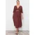Trendyol Curve Dames Bruin Effen Midi Driekwart mouw Casual A-lijn Grote maten Jurk