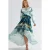 Abstracte Afdruk Lange Mouwen Maxi Jurk met Strikdetail