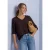 Shirt met lange mouwen, V-hals en mix van texturen