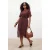Trendyol Curve Dames Bruin Effen Midi Kort Recht Grote maten Jurk
