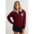 TRENDYOLMİLLA Dames Bordeauxrood Geborduurd Lang, Oversized Sweatshirts