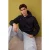 TRENDYOL MAN Heren Zwart Effen Lang Regular fit Sweatshirts