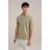 WE Fashion slim polo met ingebreid patroon lichtkaki