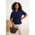 Trendyol Curve Dames Donkerblauw Effen Kort Getailleerd Grote maten Blouses